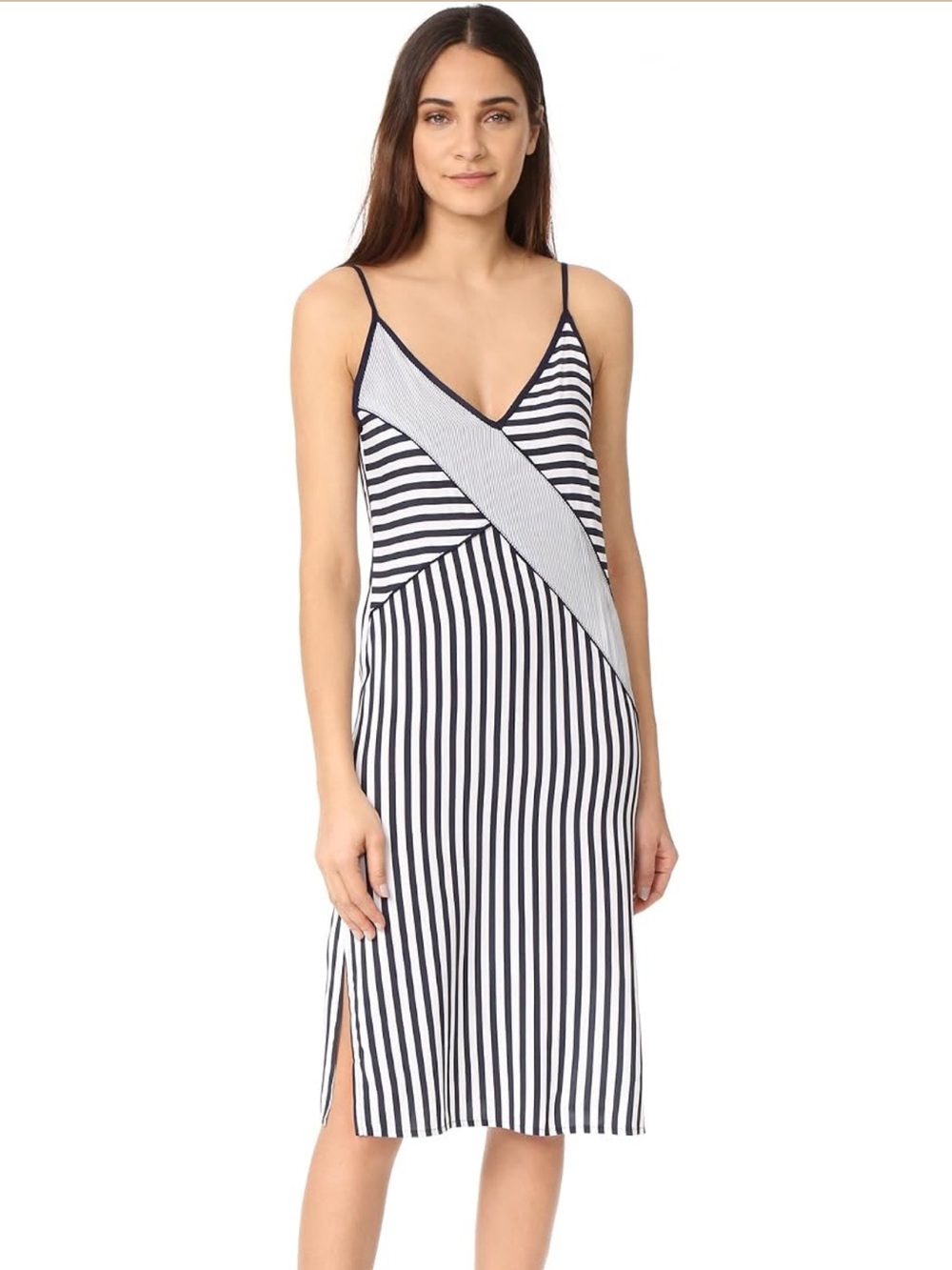 Splendid Black & White Striped Midi Dress - Picture 2 of 6